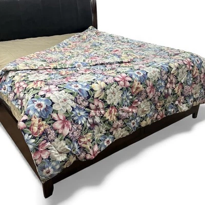 VTG 1990s Floral Comforter Bedspread Double Sided Floral Print Queen/King 88x99 - Image 1 of 4