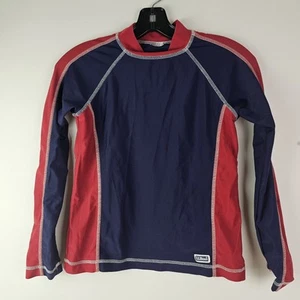 L.L. Bean Kids Rash Guard Long Sleeve Shirt Boys Youth Blue Red Size 8 10 - Picture 1 of 5
