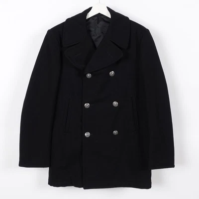 Chaquetón de Lana Azul Marino De Colección Para Hombres 38R Doble Pecho Militar Mediano USN Ancla EE. UU. Foto 1 de 4