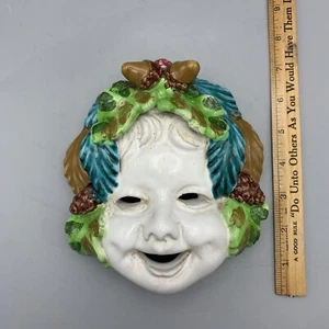 Vintage Italian Majolica Handcrafted Ceramic Clay Face Mask - Picture 1 of 3
