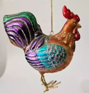 Rooster Chicken 4.5" Plastic Christmas Ornament. - Picture 1 of 5