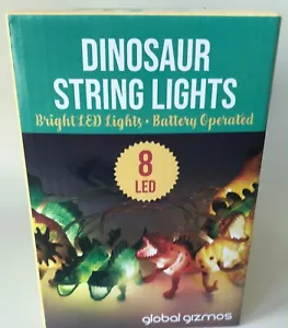 DINOSAUR STRING LIGHTS 8 LED BATTERY OPERATED GLOBAL GIZMOS - Picture 1 of 4