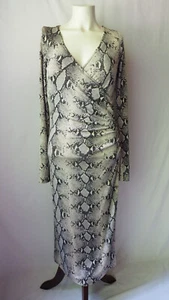 Diane Von Furstenberg Silk Jersey Knit Faux Wrap Midi Dress Python Snake Print 8 - Picture 1 of 6