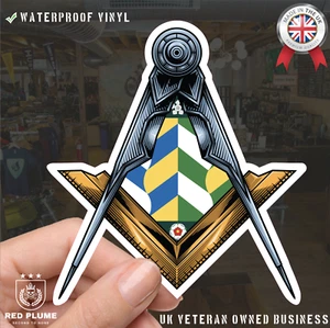 Cumbria Masonic Stickers Square & Compass Union Vinyl Decals - Foto 1 di 10