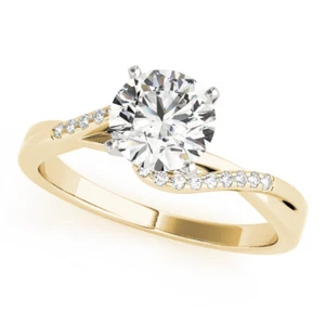 Anillo de boda de diamantes simulado de corte redondo de 1,10 quilates oro amarillo real 14 quilates talla 8,5 - Imagen 1 de 7