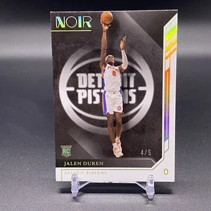 #/5! 🚨2022-23 Panini Noir Jalen Duren RC Detroit Pistons Platinum Rookie #157 - Picture 1 of 2