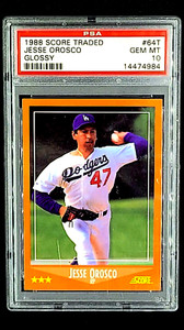 1988 Score Traded Glossy #64T Jesse Orosco LA Dodgers PSA 10 Gem Mint POP 4