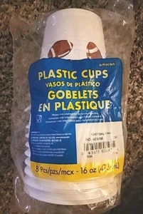 Football Fan Plastic Cups 8 Count 16oz Tailgating Party Sports Super Bowl - Picture 1 of 5