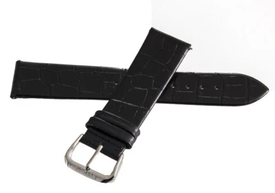 Invicta Men's 22mm Black Genuine Leather Watch Band Strap Silver Buckle - Image 1 of 3