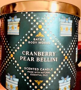 Bath & Body Works CRANBERRY PEAR BELLINI Large Scented 3 Wick Candle 14.5 oz