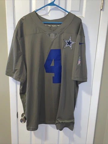 Men’s Nike Dallas Cowboys Dak Prescott #4 Salute To Service Jersey 3XL XXXL Cover