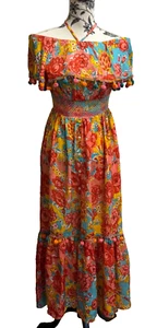 CALYPSO ST. BARTH geblümtes Maxi-Bommelkleid aus 100% Seide Gr. S - Bild 1 von 19