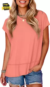 Womens Summer Tops 2025 Cap Short Sleeve T Shirts Trendy Dressy Casual Crew Neck - Picture 1 of 4