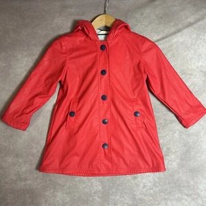 Girls Hatley Red Hooded Lined Rain jacket Size 5 - Picture 1 of 7