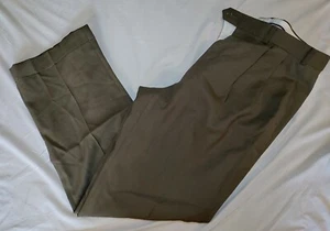 Men Lauren Ralph Lauren Brown Worsted Wool Pleat Lined Suit Pants 35x32 VTG NWOT - Picture 1 of 13