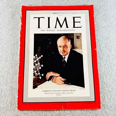 Time Magazine October 3 1938 Scientist William Lawrence Bragg Cambridge Univ - Image 1 of 4