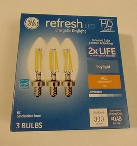Refresh LED Daylight Hd 40Watt Replacement Deco Bc Blunt Tip Candelabra Base 3pk - Picture 1 of 7