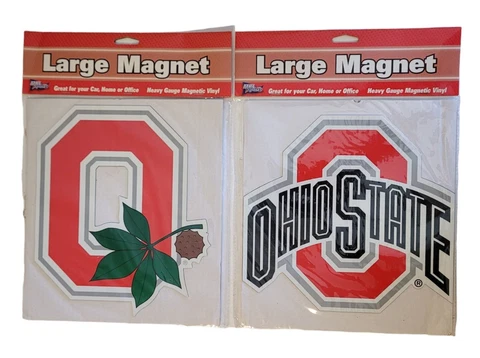 Vintage Set of 2 Ohio State University Buckeyes Large Magnets Car Auto NOS Cover