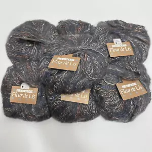 Vintage Reynolds Fleur de Lis Yarn Mohair Wool Blend Worsted Dark Gray Bag of 7 - Picture 1 of 10
