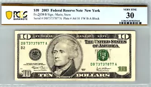 2003 $10 FRN (New York) Fr. 1938-B Fancy SN-Only "2" Known - Picture 1 of 6