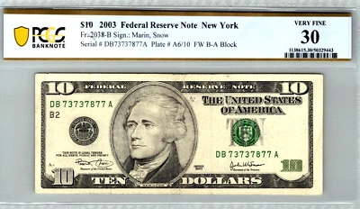 2003 $10 FRN (New York) Fr. 1938-B Fancy SN-Only "2" Known - Image 1 of 4