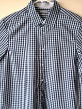 Savane Men's XL Blue Checkered Button Up Short Sleeve Collared Casual Shirt