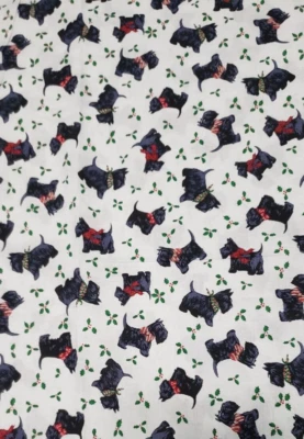 Scottie Dog Christmas Spirit Springs Industries Sewing Fabric  67 x 44 Terrier - Image 1 of 3