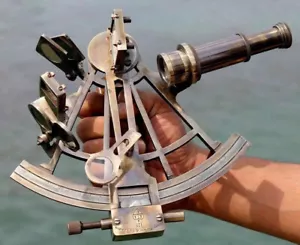 Antique Brass Working Marine Sextant Collectible Vintage Nautical Ship Astrolabe - Picture 1 of 4