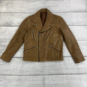 Adrian Hammond Leather Jacket Men Size Large Asymmetrical Zip Up Jacket - Brown - Picture 1 of 8