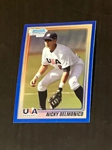 NICKY DELMONICO prospect rc 2010 Bowman Chrome USA BLUE REFRACTOR #d 045/150 - Picture 1 of 2