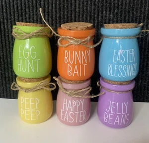 6 Pcs EASTER Decorations - Mini Glass Jars With Lids - Picture 1 of 3