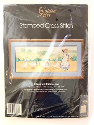 Imagen de niña ganso punto de cruz estampado abeja dorada nueva abierta completa 20248 Foto 1 de 2