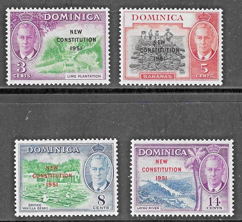Dominica (1951) - Scott # 137 - 140,  MNH Cover