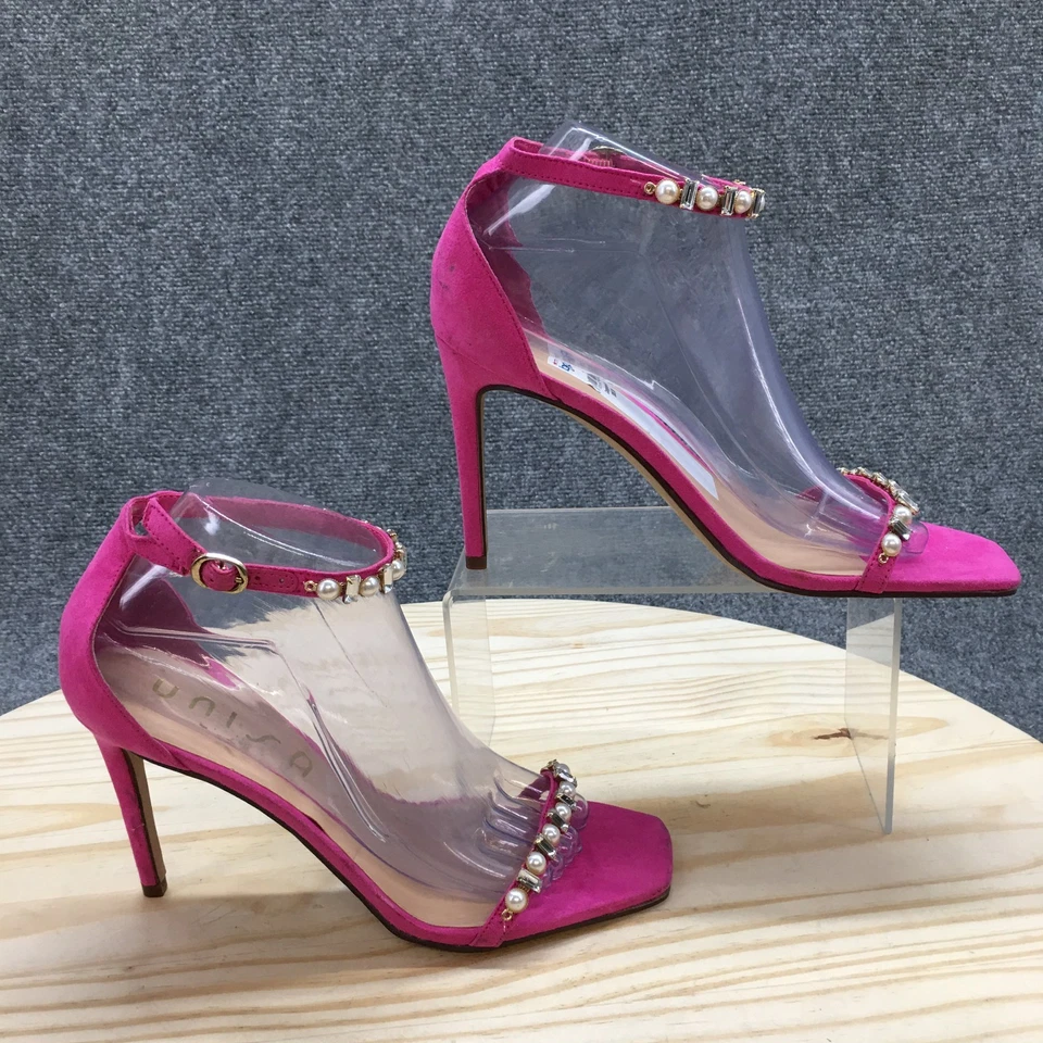 Sandalias Unisa para mujer 8,5 M correa al tobillo rosa estrás informales tacones de aguja NUEVAS Foto 1 de 4