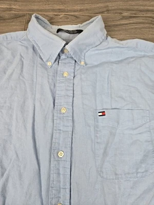 Camisa Tommy Hilfiger Para Hombre XL Azul Y2K Lino Mezcla Algodón Foto 1 de 4