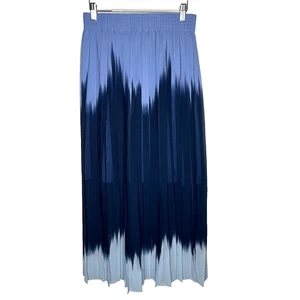 Banana Republic Pleated Maxi Skirt Digital Ombre Blue Size S Elastic Waist - Photo 1/8