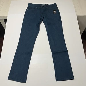 Volcom Vorta Slim Straight Jeans Mens 30x32 Blue Denim Stretch NWT - Picture 1 of 15