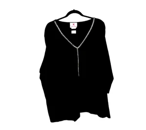 Vintage Quacker Factory pullover sweater sz 3X black bling evening capsule event - Picture 1 of 8