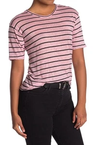Isabel Marant Etoile Small Linen Blend T Shirt Striped Burnout Pink Lightweight - Picture 1 of 10