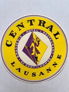 Calcomanía vintage CENTRAL HOTEL Ouchy-Lausana Suiza 4X4 - Imagen 1 de 2