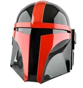 Casco Mandaloriano Star Wars Acero Medieval Negro y Rojo Utilería Coleccionable Guerrero A - Imagen 1 de 4
