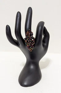 Oversized Fashion Multicolor Rhinestone Black Statement Cocktail Ring - Picture 1 of 6
