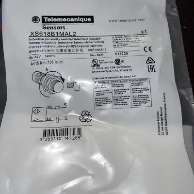 1PC Telemecanique XS618B1MAL2 Inductive Proximity Sensor Switch Fast Shipping - Image 1 of 3