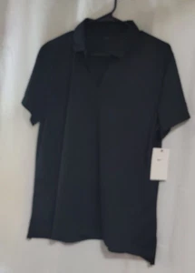 Nike Women's size Large V-Neck Golf Polo Top Black Short Sleeve NWT FV5510-010 - Picture 1 of 3