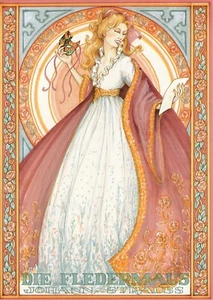 Die Fledermaus Rosalinde Strauss Künstlerin Patricia O'Sullivan leere Grußkarte - Bild 1 von 2