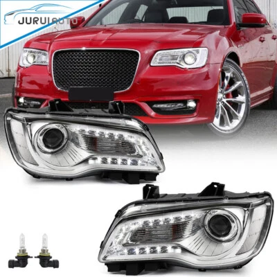 Pair Headlights For 2015-2023 Chrysler 300 LED DRL Chrome Projector Headlamps Foto 1 de 4
