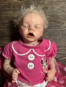 Reborn Bonnie Brown sleeping Baby Girl Living Realistic Blonde 2015 Belly Plate - Picture 1 of 18
