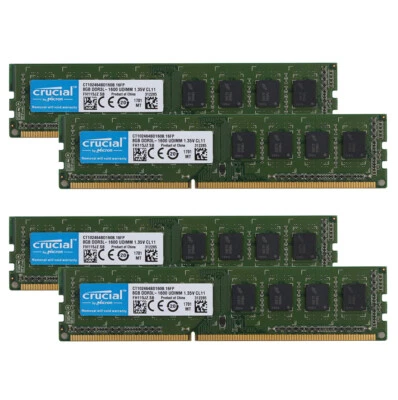 Crucial 4pcs 8GB PC3L 12800U 2RX8 DDR3 1600MHz  Memory RAM DIMM Desktop - Bild 1 von 4