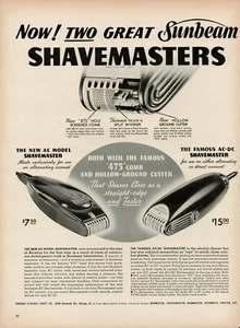 1939 Sunbeam ShaveMasters Two Great Famous AC-DC 475 Comb Edge Vintage Print Ad - Picture 1 of 8
