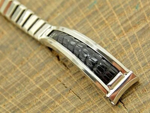 Vintage NOS Unused JB Champion Stainless Steel & Lizard Expansion Watch Band 9mm - Picture 1 of 4